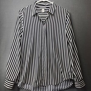 H&M Navy‎ and White Striped Blouse